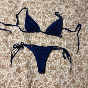 Monday Swimwear Deep Blue Shimmer Bikini Set